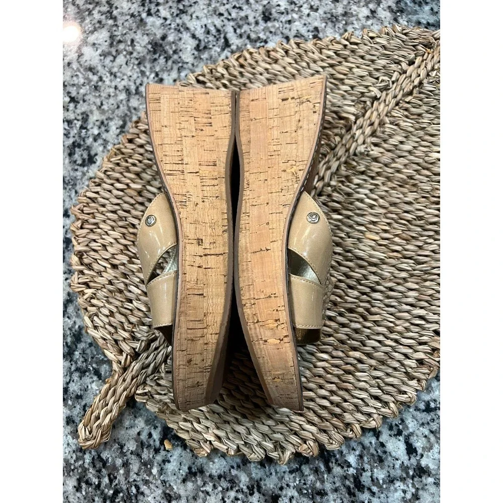 Sam Edelman Reid Patent Cork Wedge Sandals SZ 10M